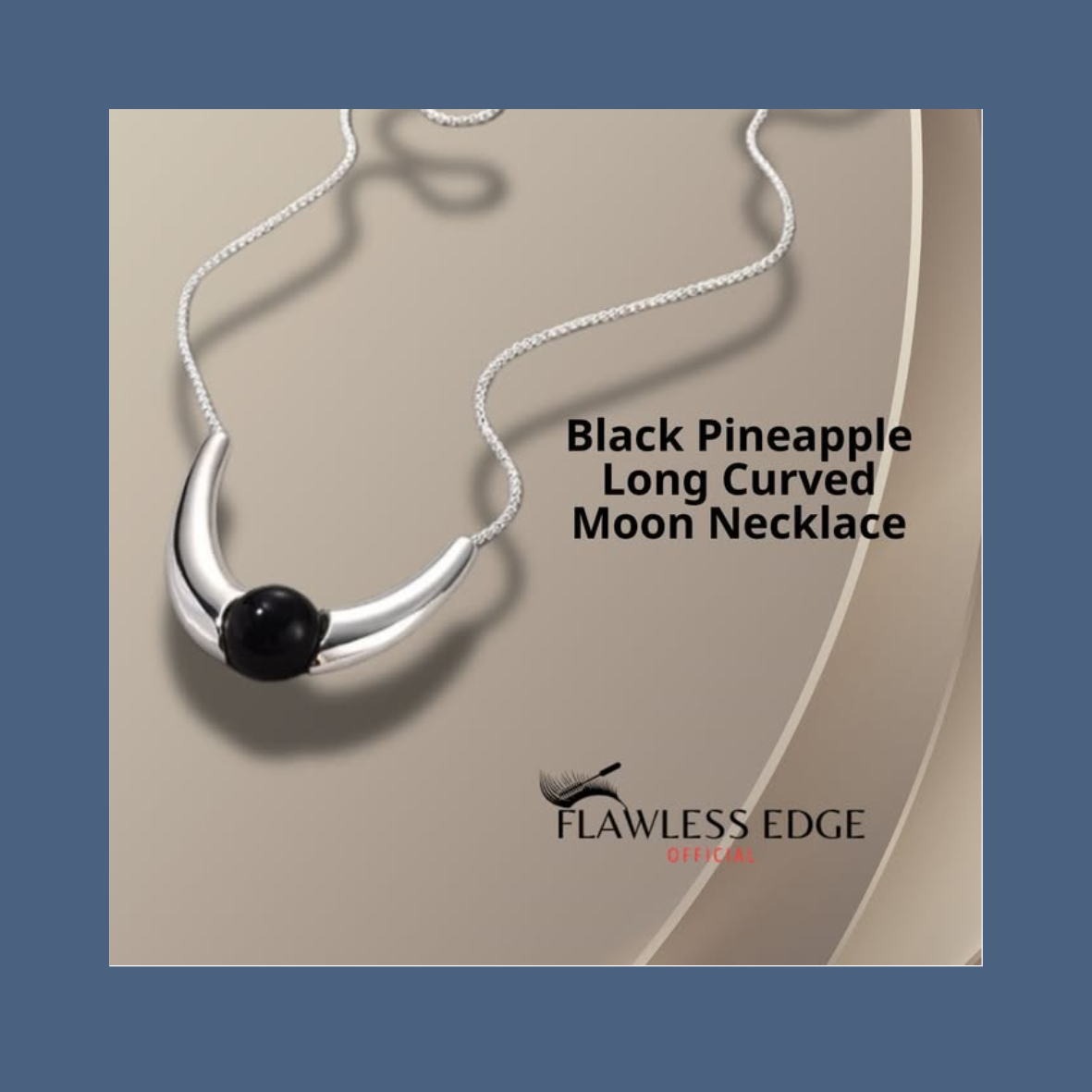 ShinningU- Black Pineapple Long Curved Moon Necklace Cold Fresh Wind Irregular U-Style Personality Sweater Chain