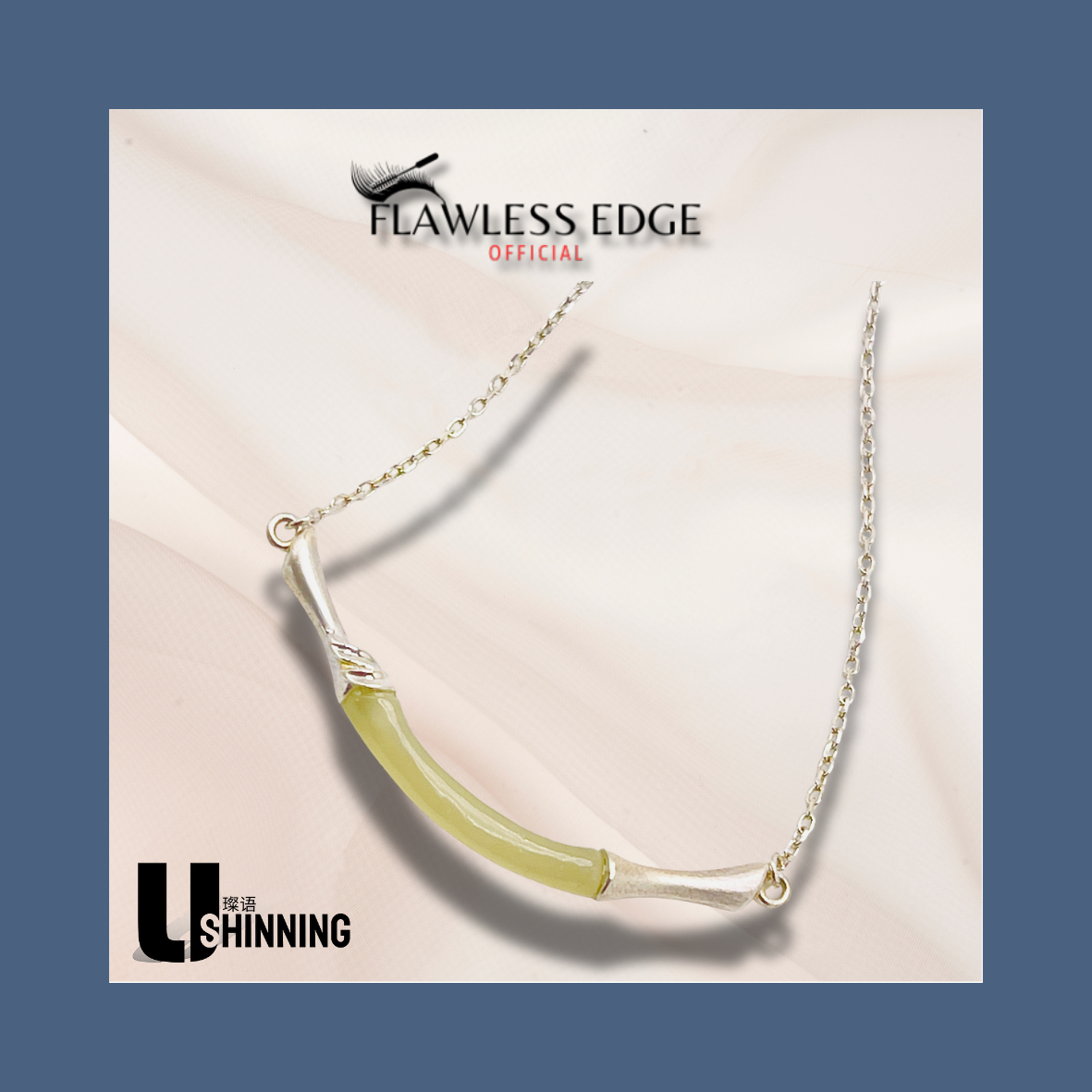 ShinningU- 925 Silver Natural Hetian Jade Bamboo Festival Necklace