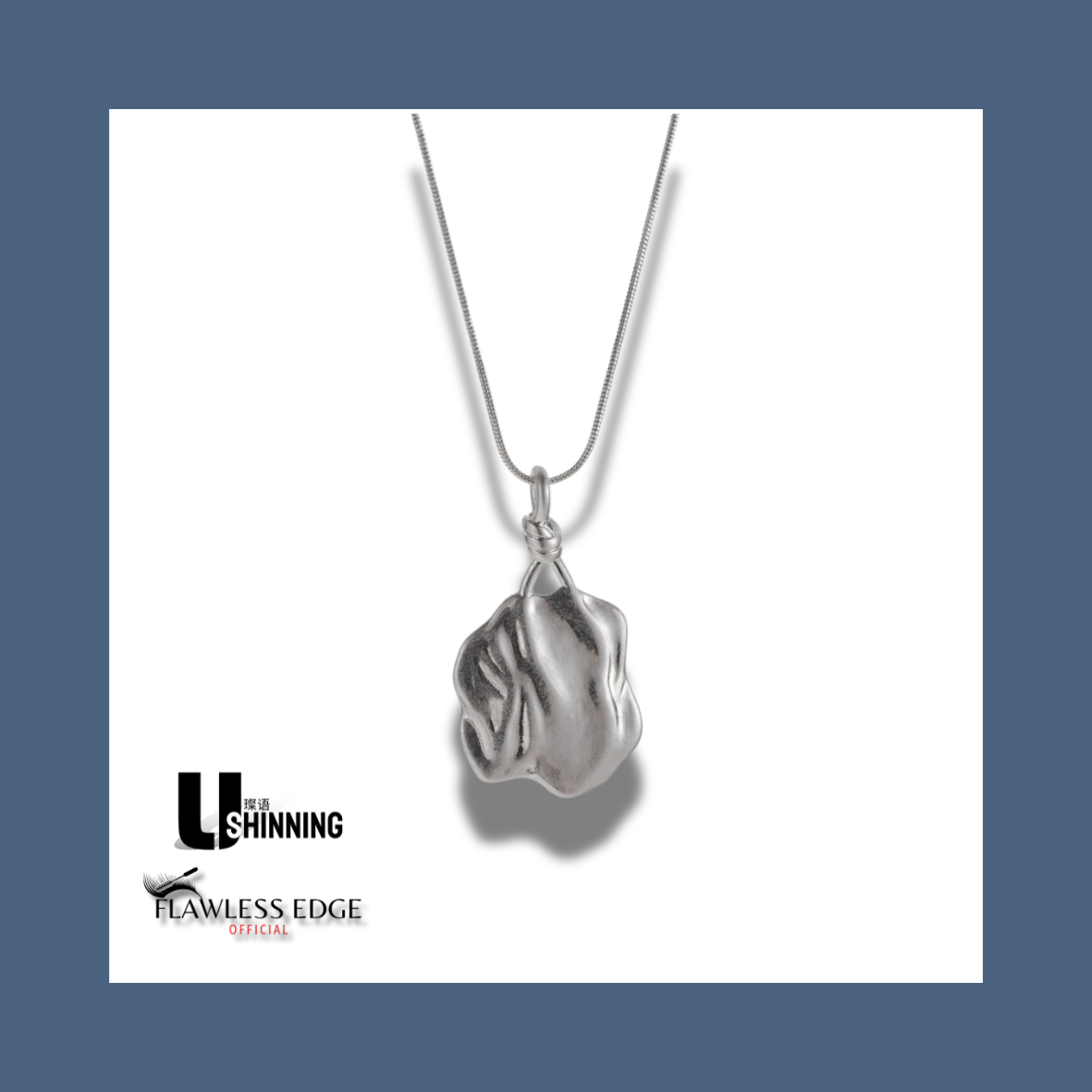 ShinningU- European American high-end fashion simple copper plating white gold lava irregular muscle pendant