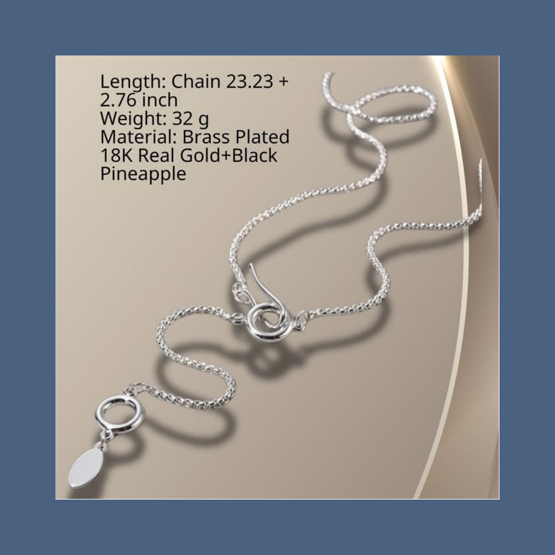 ShinningU- Black Pineapple Long Curved Moon Necklace Cold Fresh Wind Irregular U-Style Personality Sweater Chain