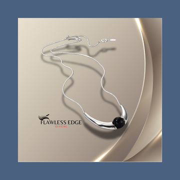 ShinningU- Black Pineapple Long Curved Moon Necklace Cold Fresh Wind Irregular U-Style Personality Sweater Chain